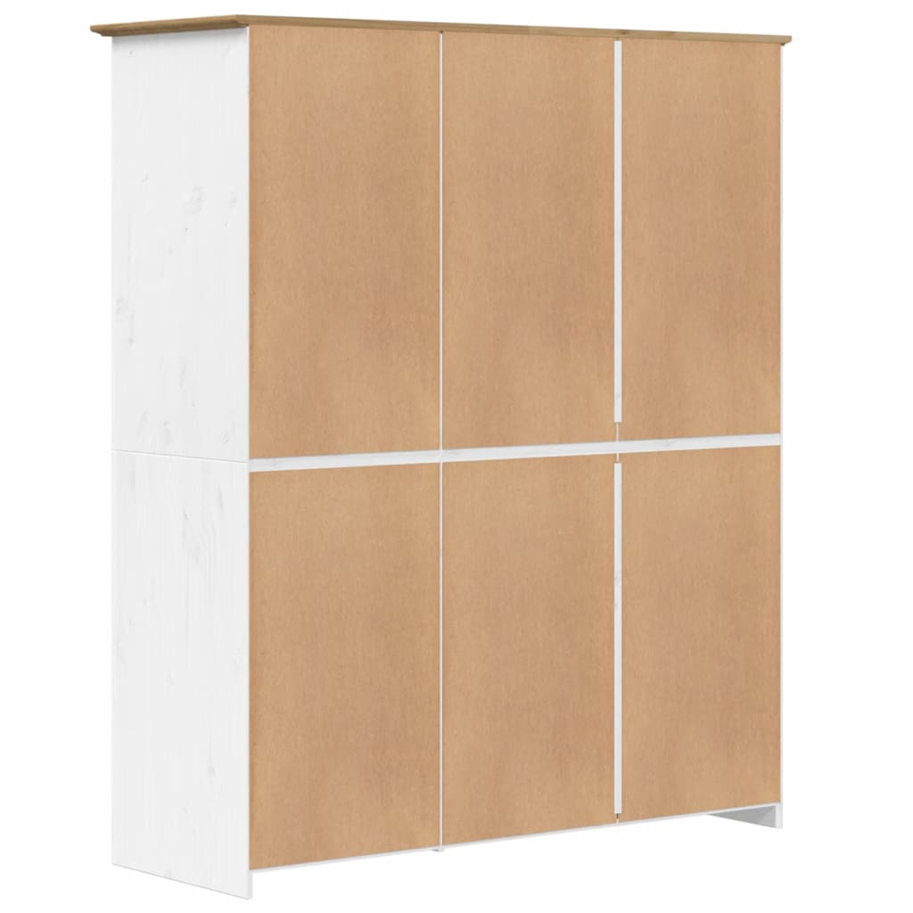 Roupeiro BODO 146x53,5x173 cm pinho maciço branco e castanho