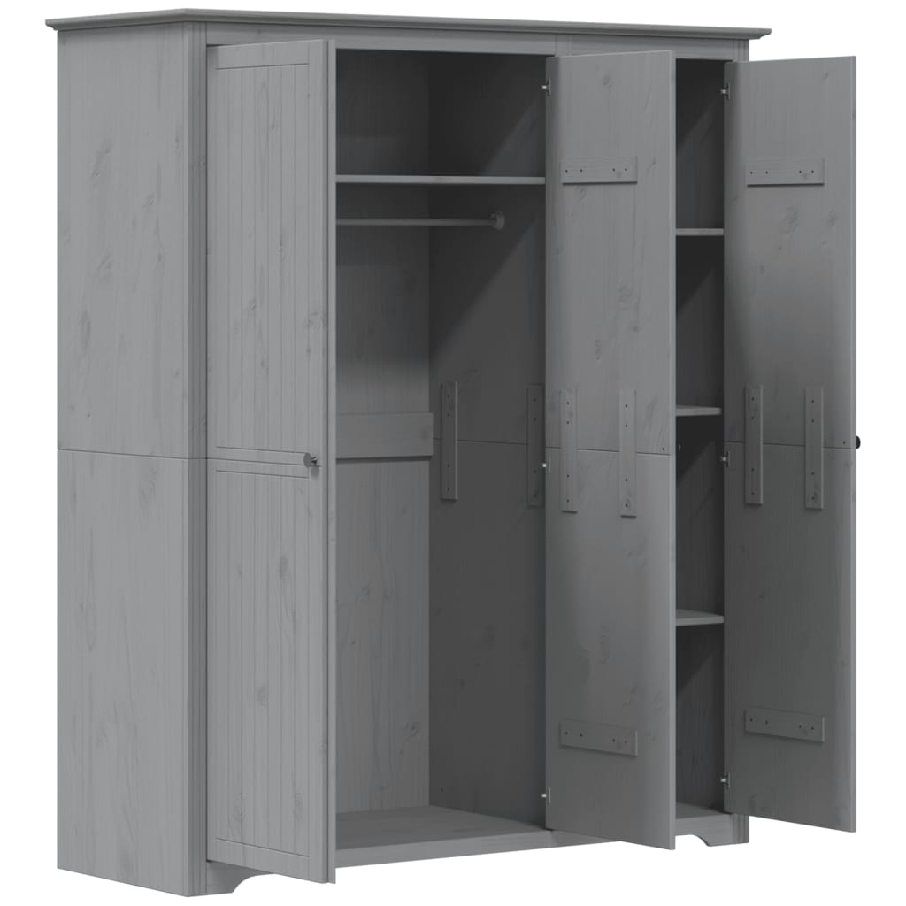 Roupeiro BODO 146x53,5x173 cm madeira de pinho maciça cinzento