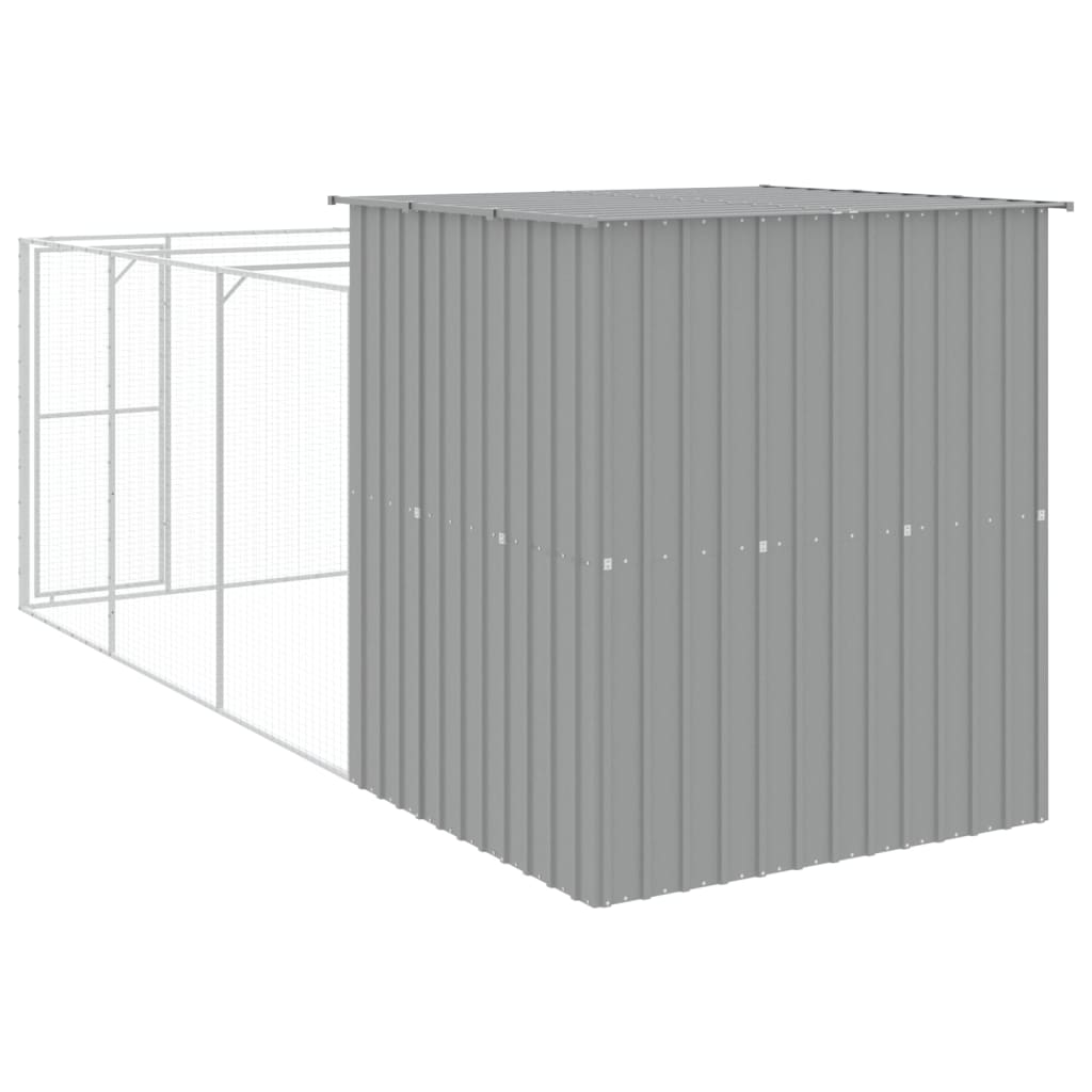 Casota cães c/ parque 165x455x181 cm aço galvaniz. cinza-claro