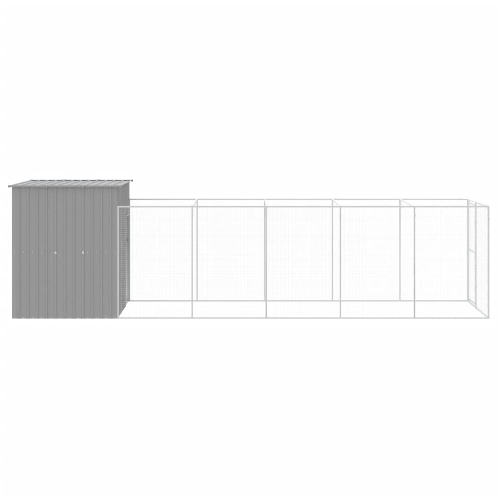 Casota cães c/ parque 165x659x181 cm aço galvaniz. cinza-claro