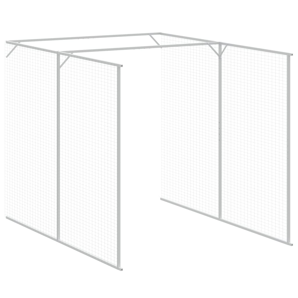 Casota cães c/ parque 165x659x181 cm aço galvaniz. cinza-claro