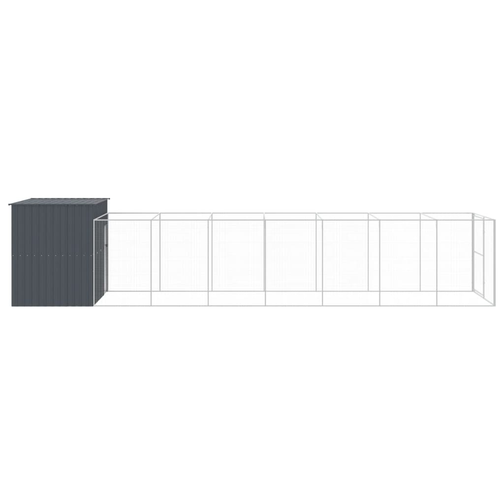 Casota p/ cães c/ parque 214x865x181 cm aço galvaniz. antracite