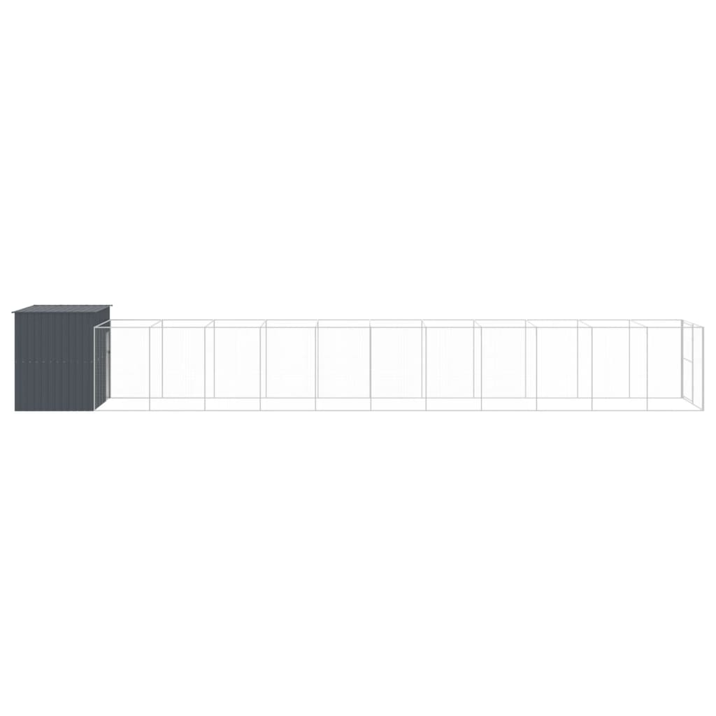Casota p/ cães c/ parque 214x1273x181cm aço galvaniz. antracite