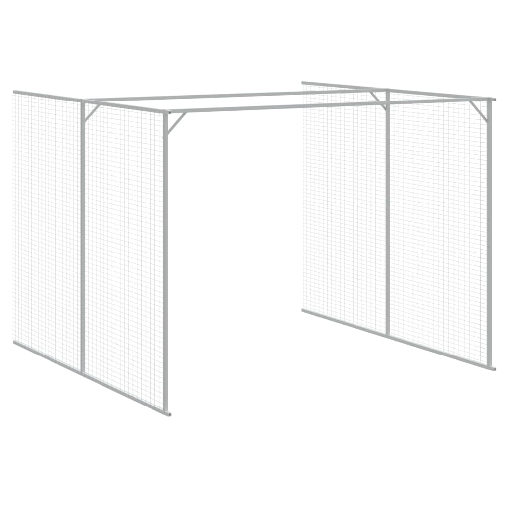 Casota cães c/ parque 214x457x181 cm aço galvaniz. cinza-claro