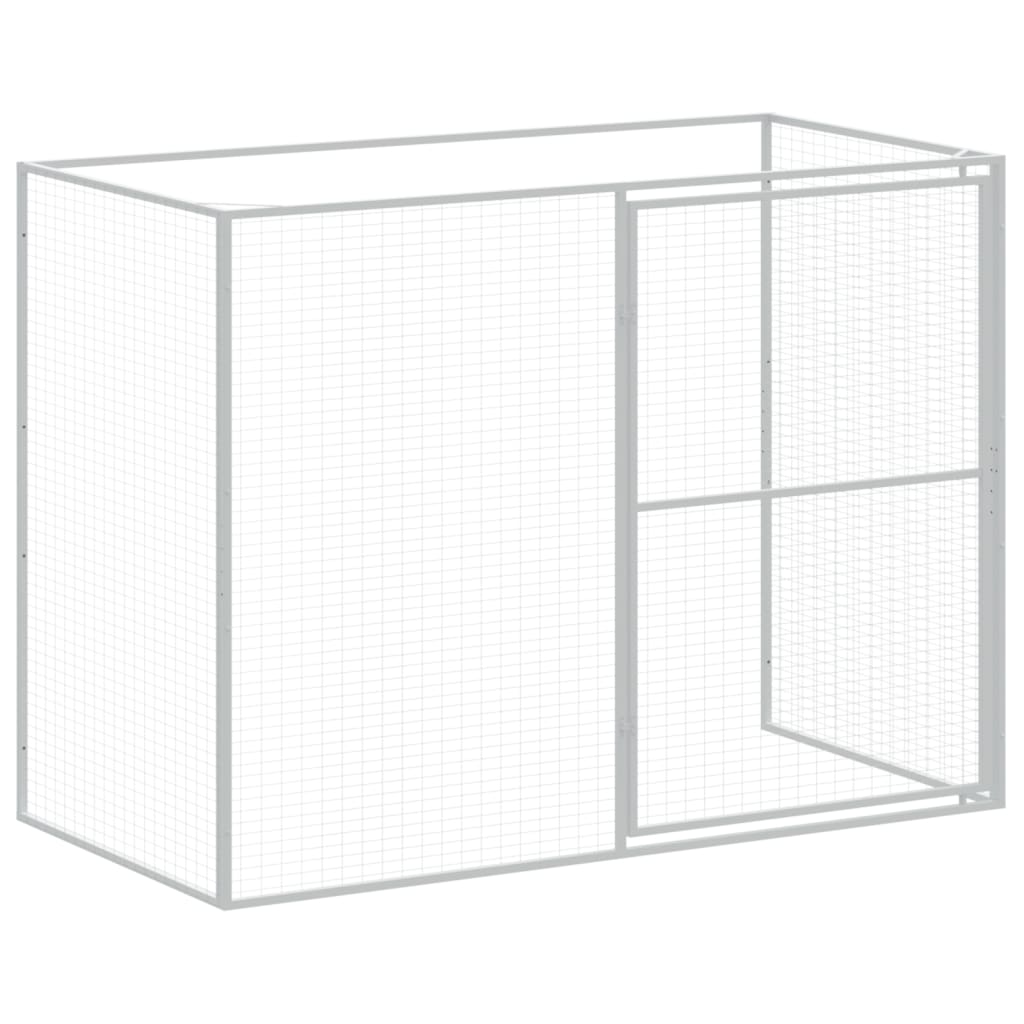 Casota cães c/ parque 214x661x181 cm aço galvaniz. cinza-claro