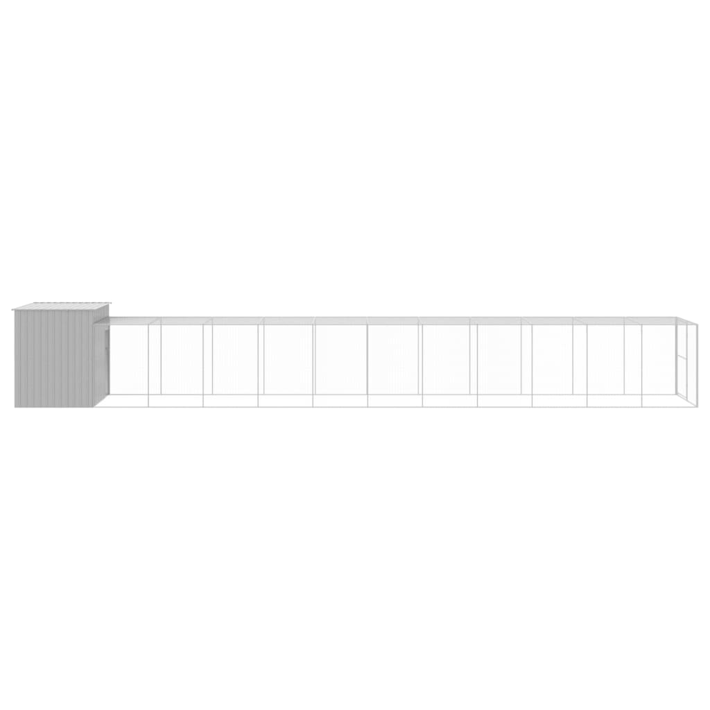 Casota cães c/ parque 214x1273x181 cm aço galvaniz. cinza-claro