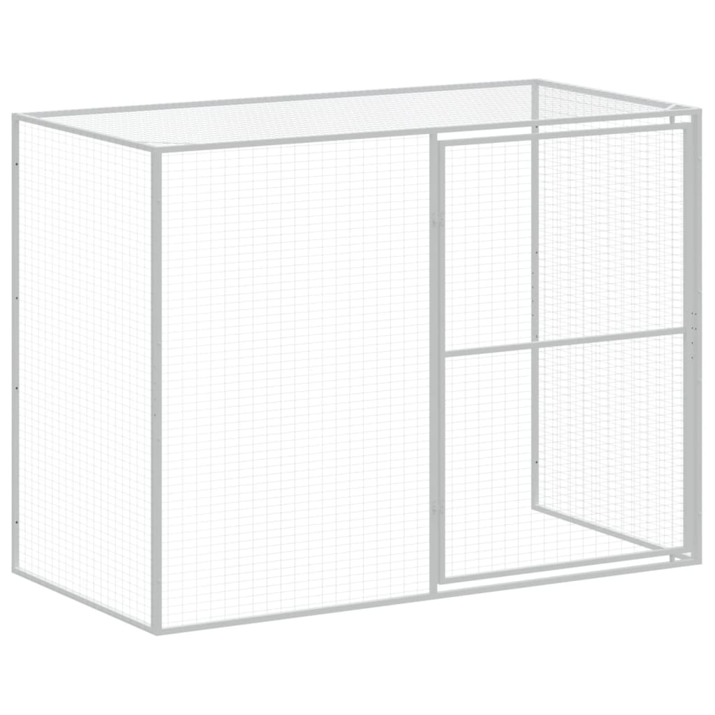 Casota cães c/ parque 214x1273x181 cm aço galvaniz. cinza-claro