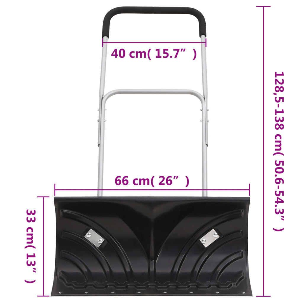 Pá de neve com pega extensível lâmina 66 cm aço preto