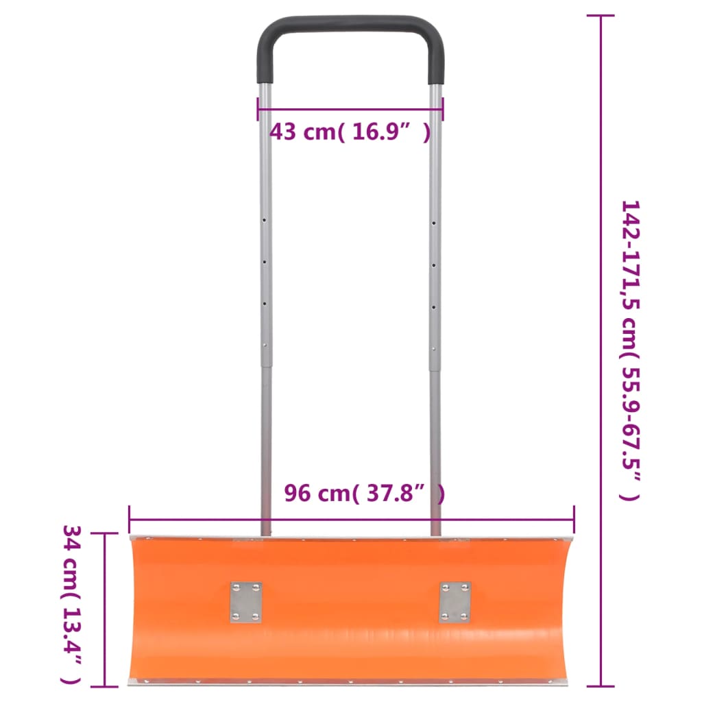 Pá de neve com pega extensível lâmina 96 cm aço laranja