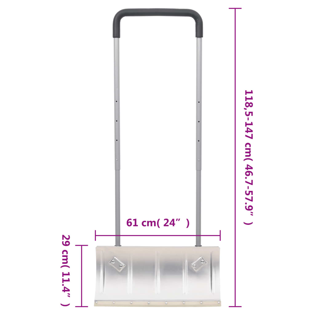 Pá de neve com pega extensível lâmina 61 cm aço prateado