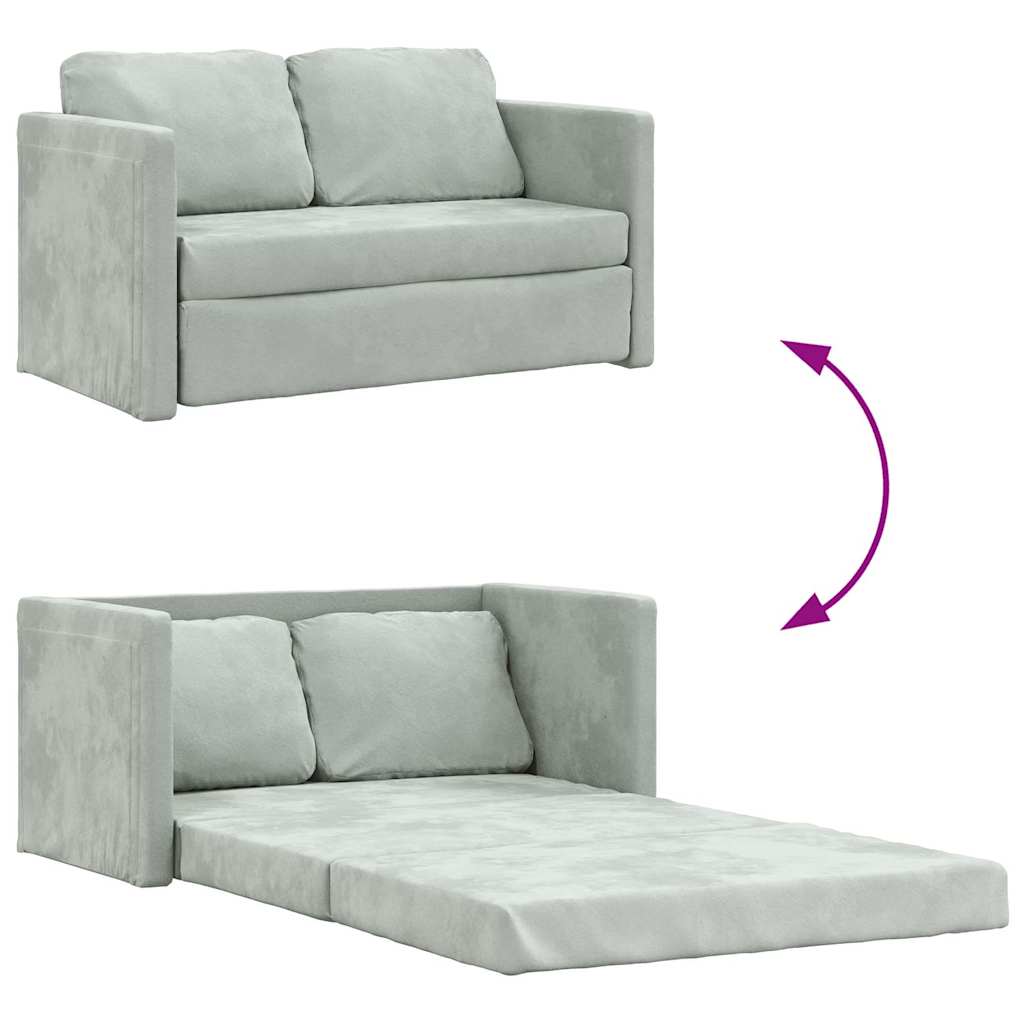 Sofá-cama sem pés 122x204x55 cm veludo cinzento-claro