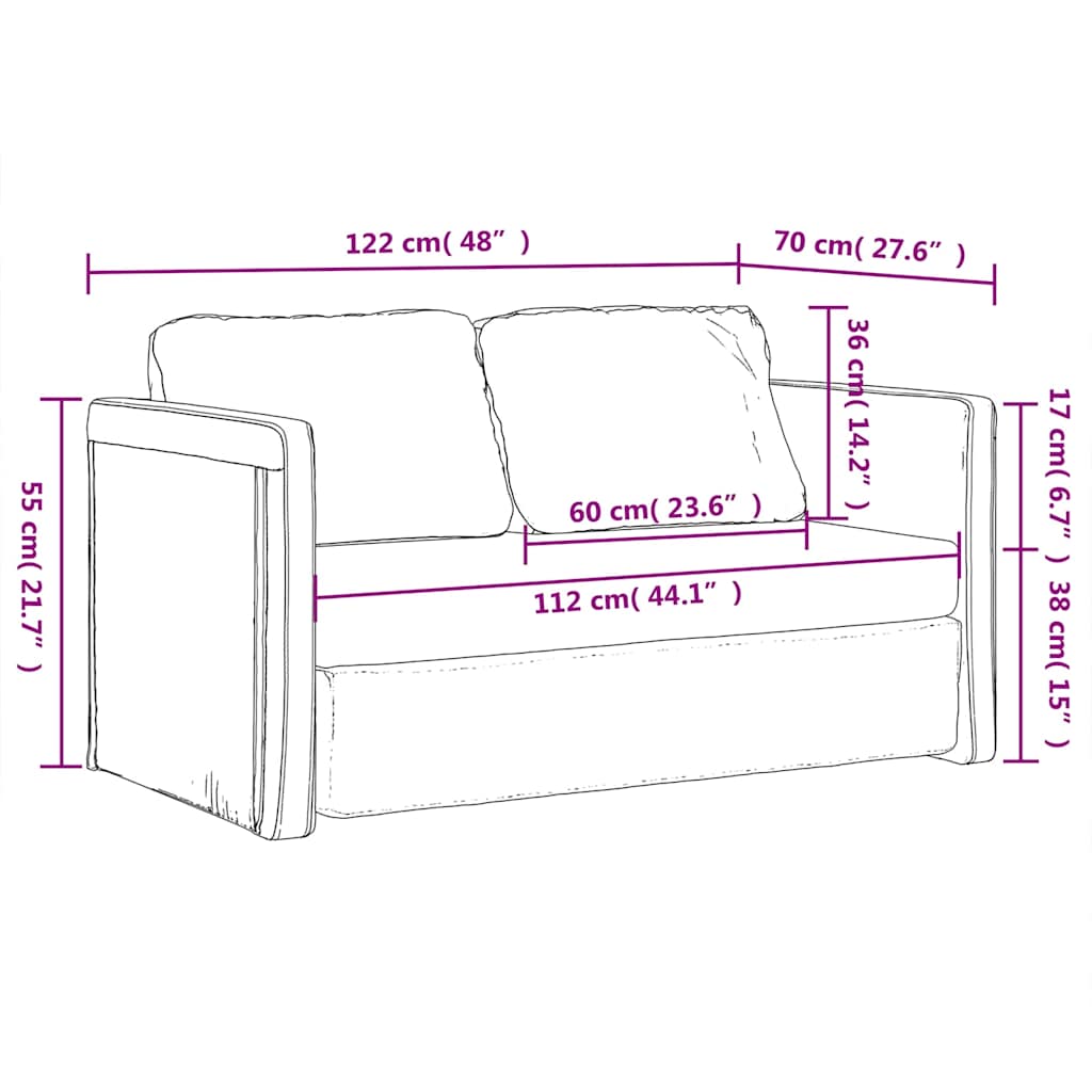 Sofá-cama sem pés 122x204x55 cm veludo cinzento-claro