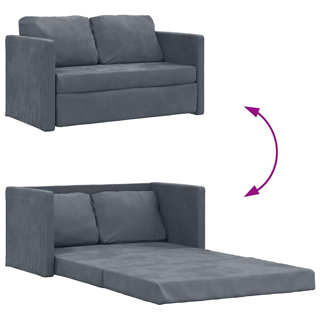 Sofá-cama sem pés 122x204x55 cm veludo cinzento-escuro