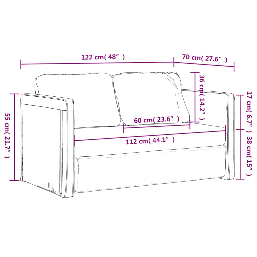 Sofá-cama sem pés 122x204x55 cm veludo cinzento-escuro
