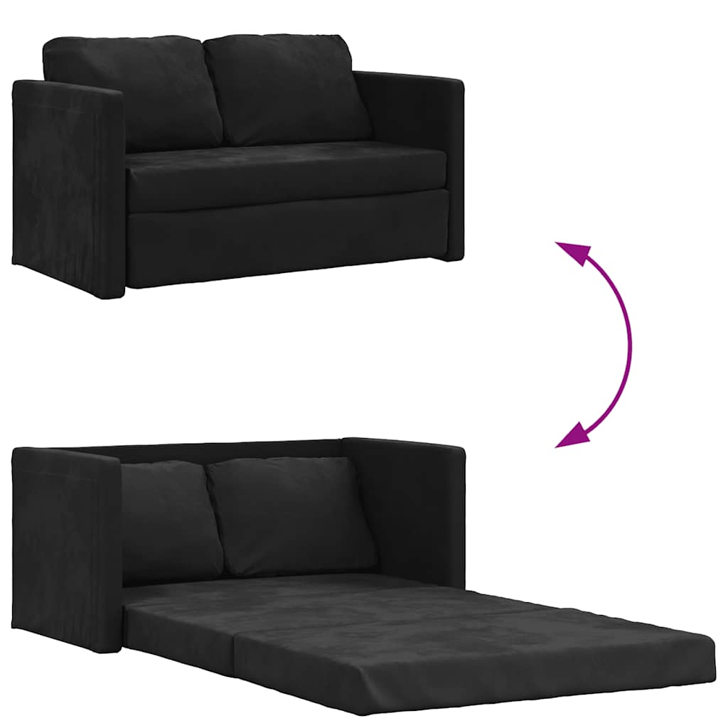 Sofá-cama sem pés 122x204x55 cm veludo preto
