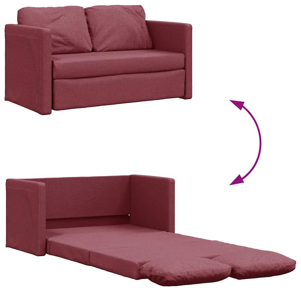 Sofá-cama sem pés 112x174x55 cm tecido vermelho tinto