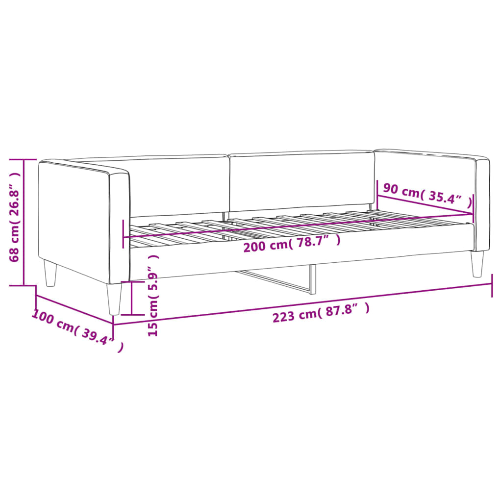 Sofá-cama 90x200 cm tecido preto
