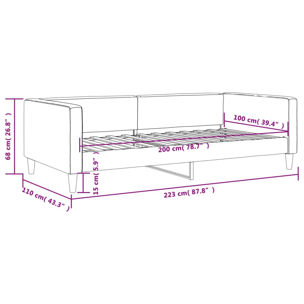 Sofá-cama 100x200 cm tecido cor creme
