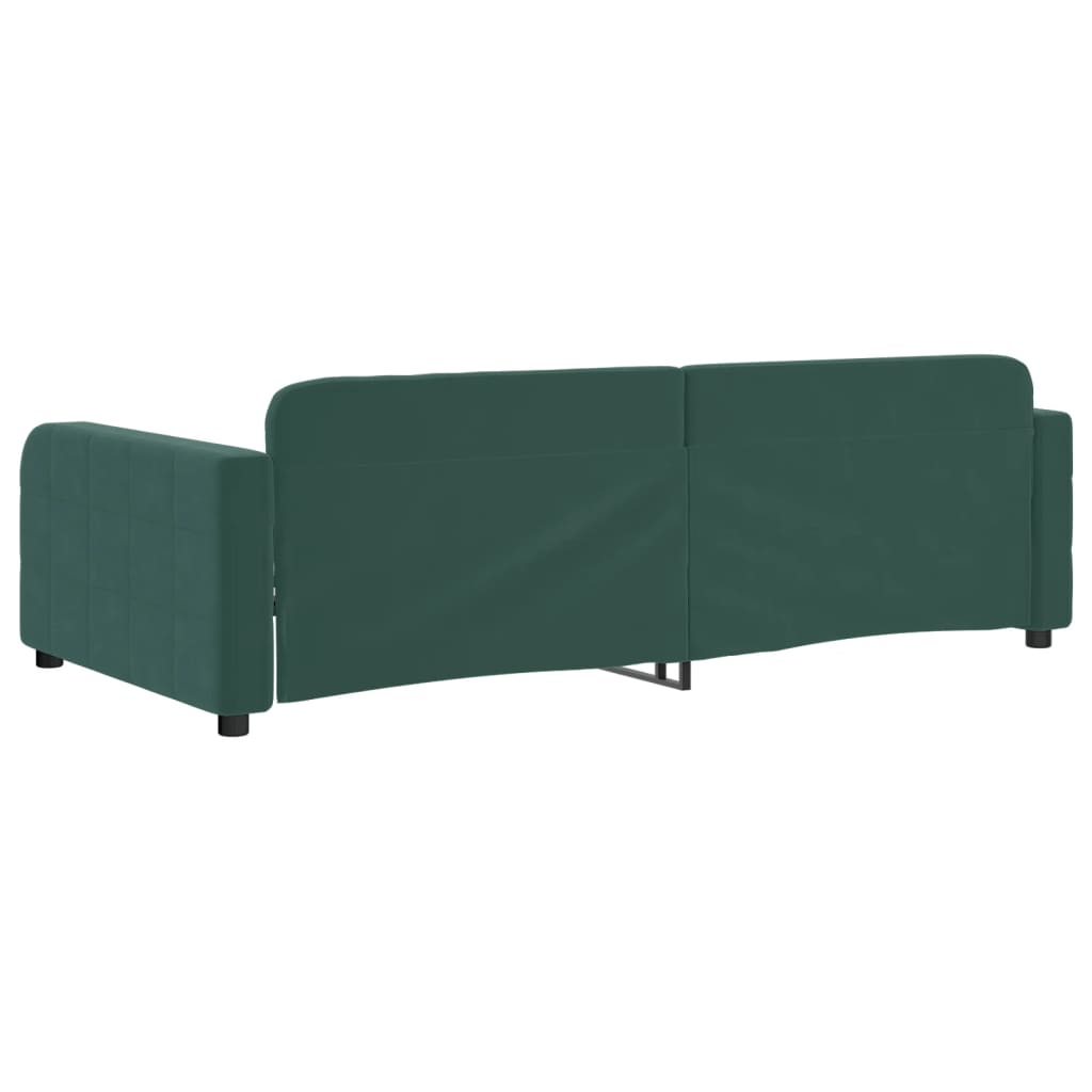 Sofá-cama 100x200 cm veludo verde-escuro
