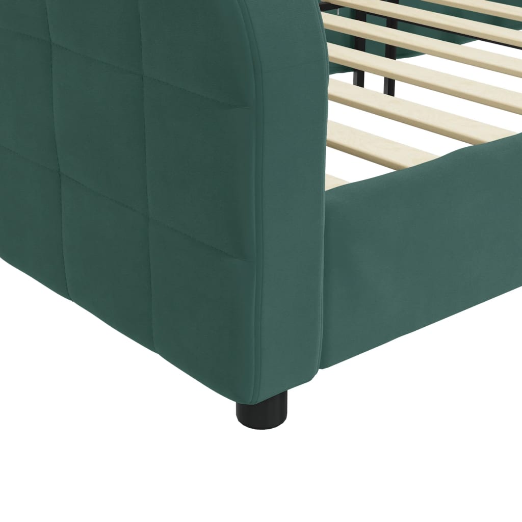 Sofá-cama 100x200 cm veludo verde-escuro