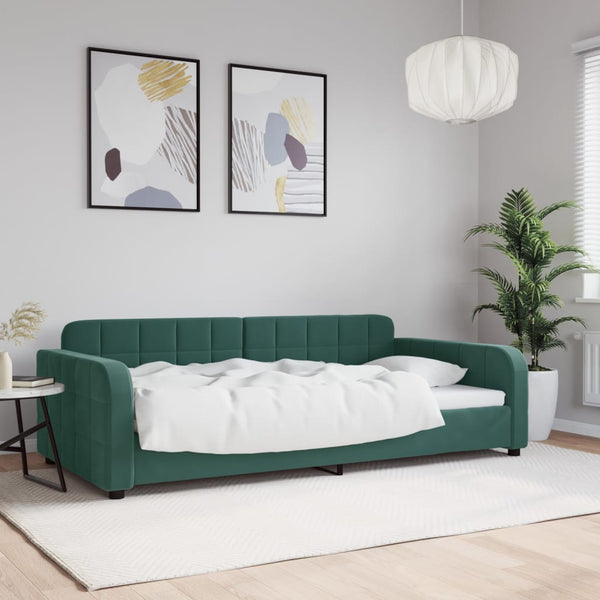 Sofá-cama 100x200 cm veludo verde-escuro