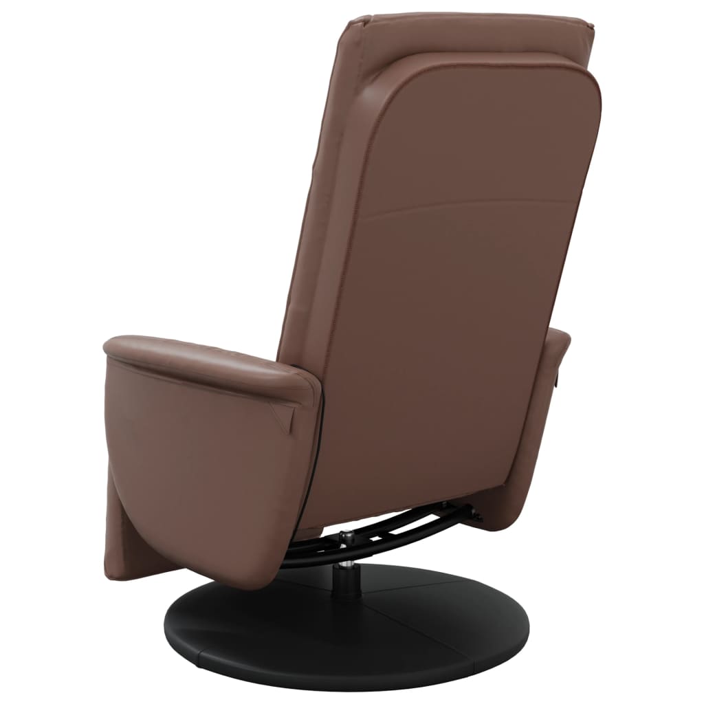 Poltrona massagens recl. c/ apoio pés couro artificial castanho