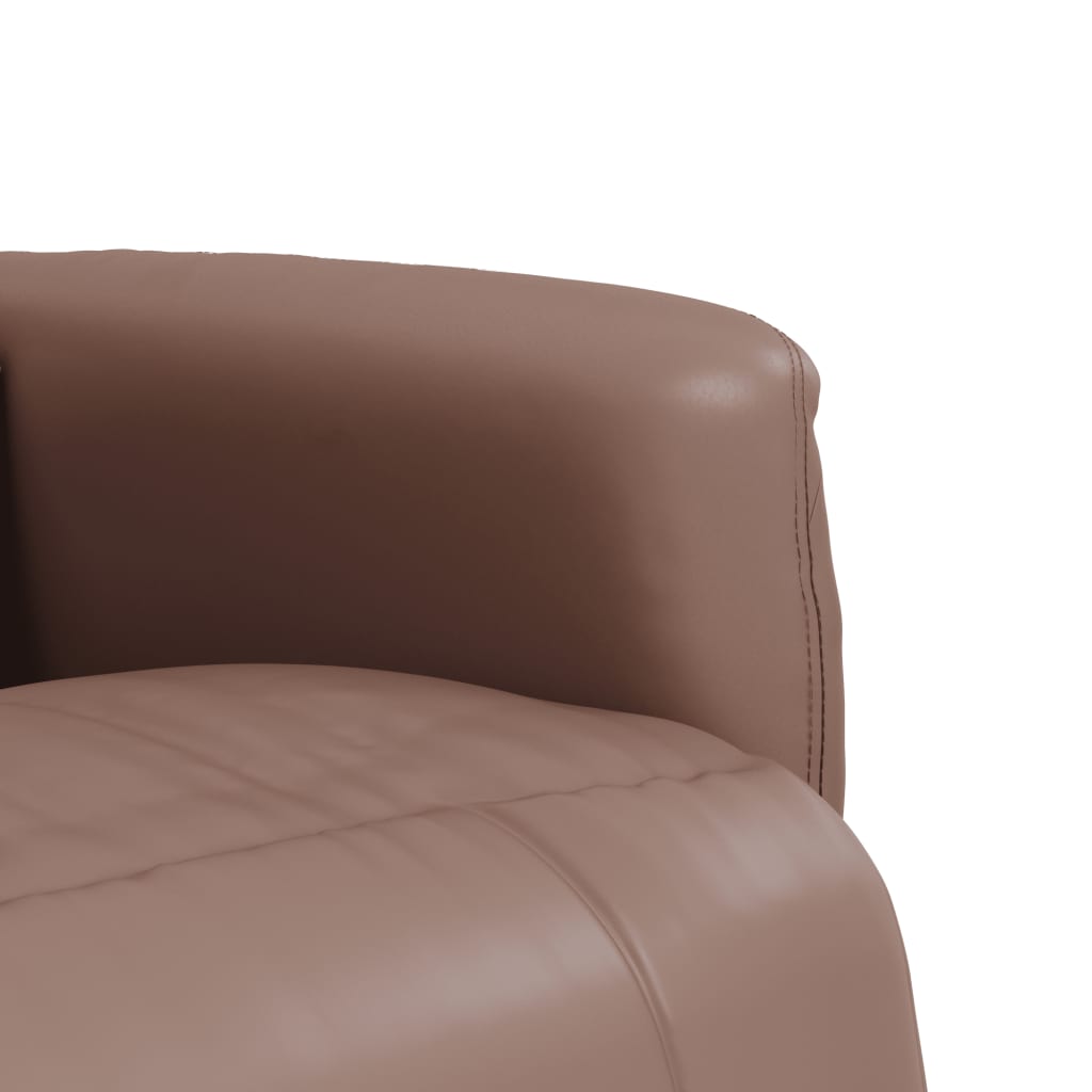 Poltrona massagens recl. c/ apoio pés couro artificial castanho