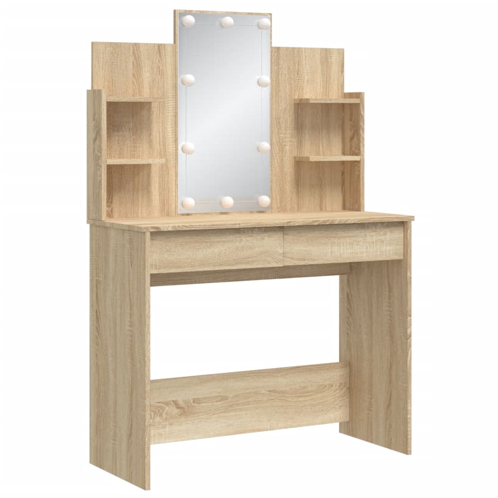 Toucador com luzes LED 96x40x142 cm carvalho sonoma