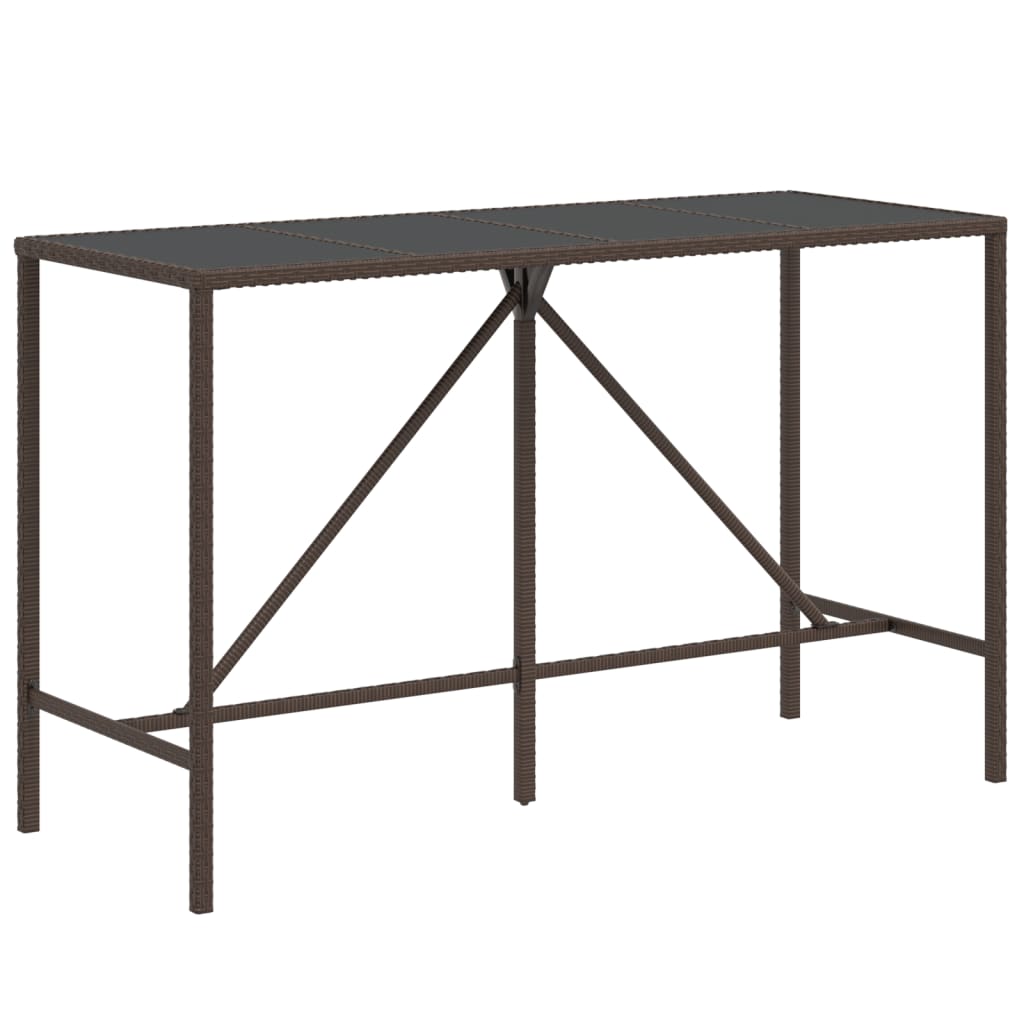 7 pcs conjunto de bar p/ jardim c/ almofadões vime PE castanho