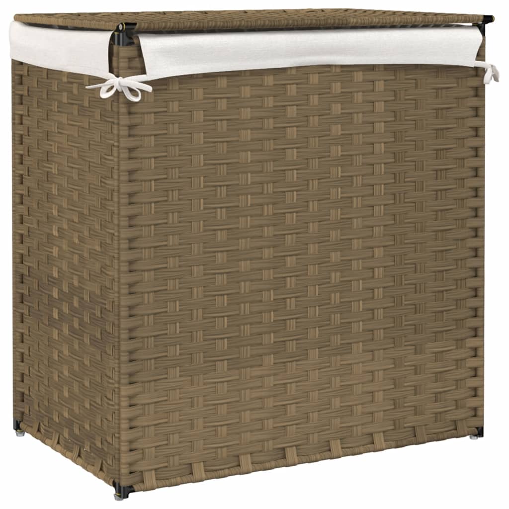Cesto para roupa suja com 2 secções 53x35x57 cm vime PE