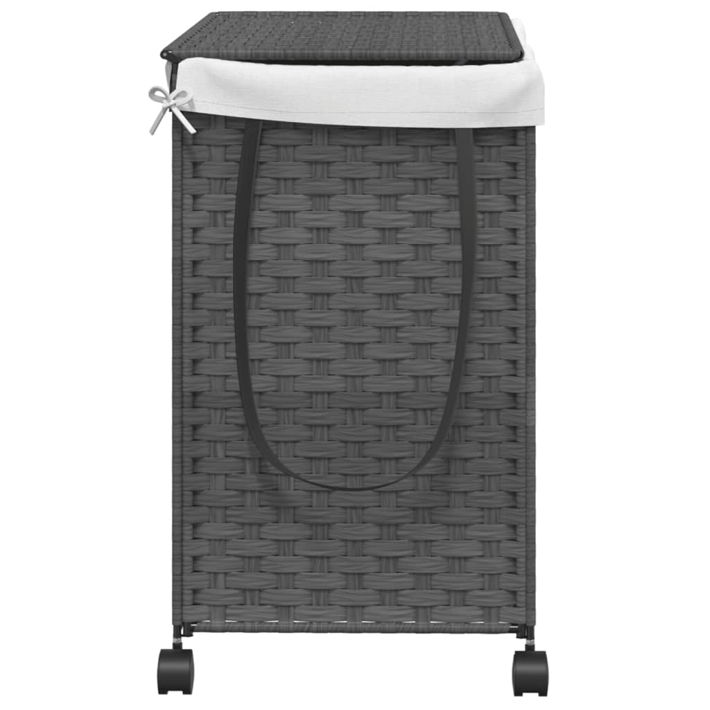 Cesto para roupa suja com rodas 60x35x60,5 cm vime cinzento