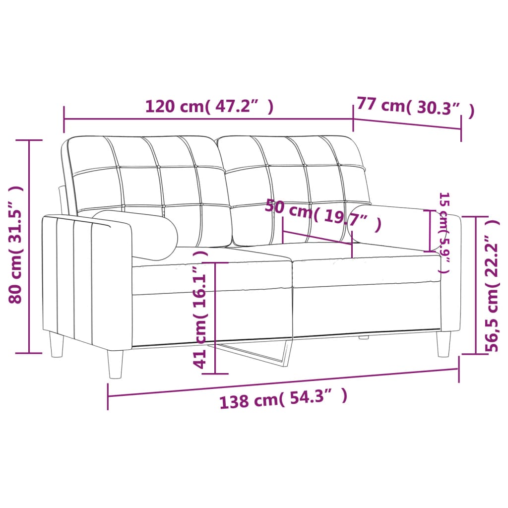 Sofá 2 lug. + almofadas decorativas 120 cm tecido amarelo-claro
