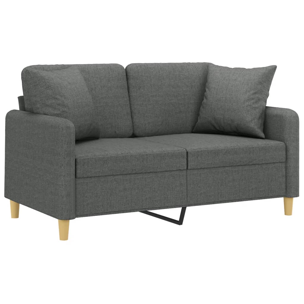 Sofá 2 lugares +almofadas decorativas 120cm tecido cinza-escuro