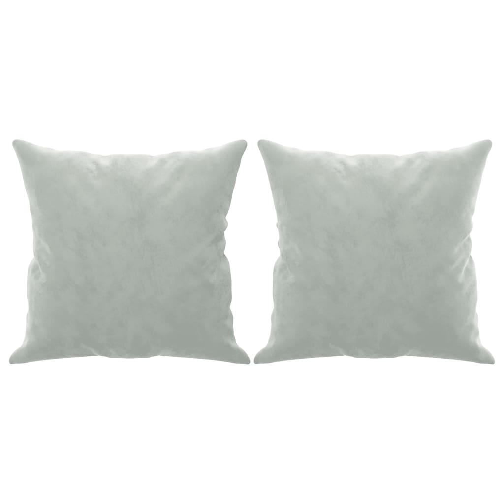 Sofá 2 lugares + almofadas decorativas 140cm veludo cinza-claro
