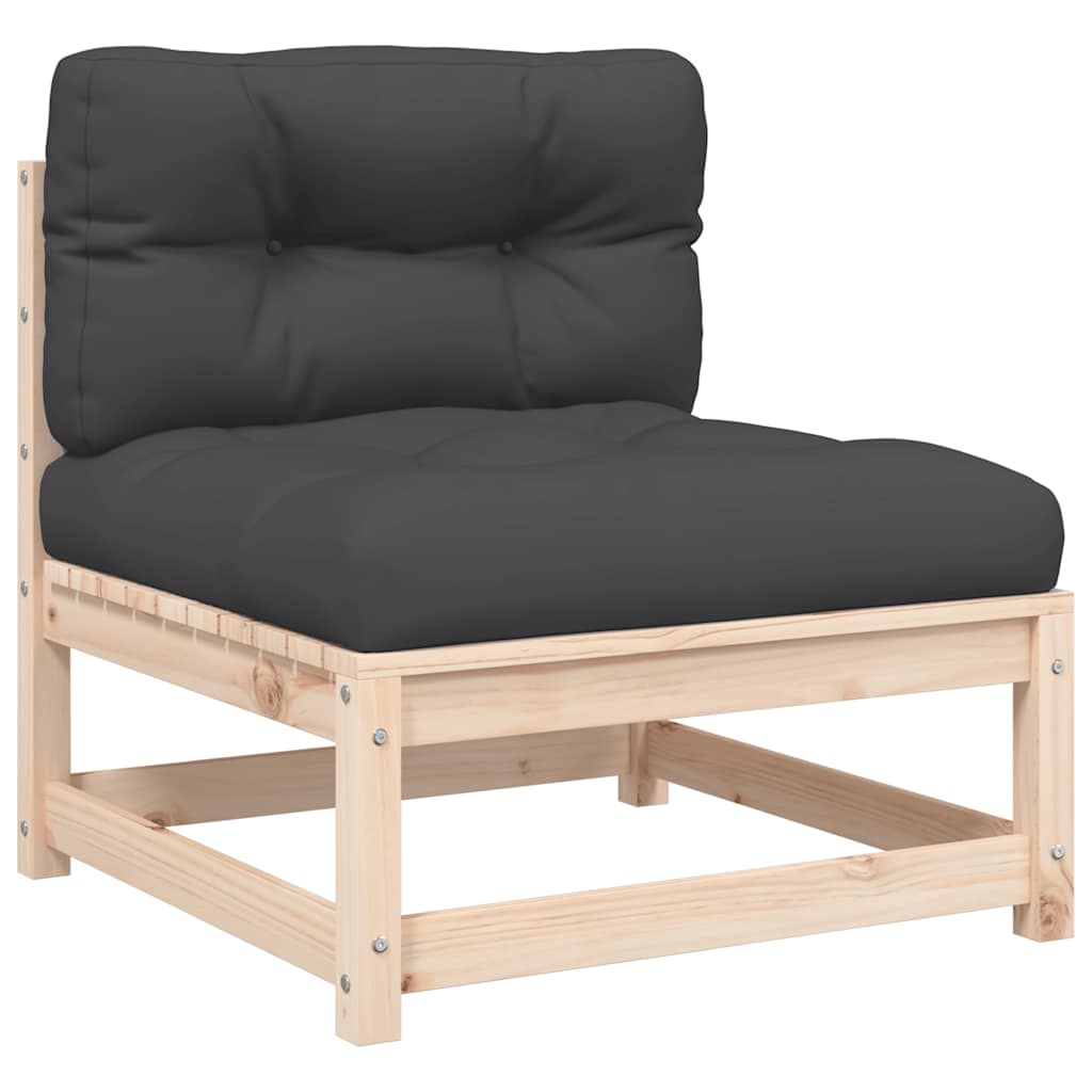 Sofás sem braços p/ jardim com almofadões 2 pcs pinho maciço