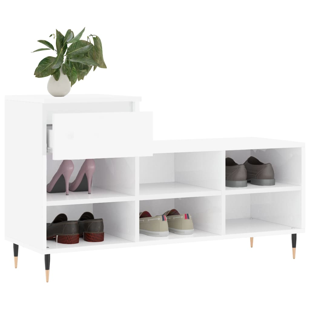 Sapateira 102x36x60 cm derivados de madeira branco brilhante