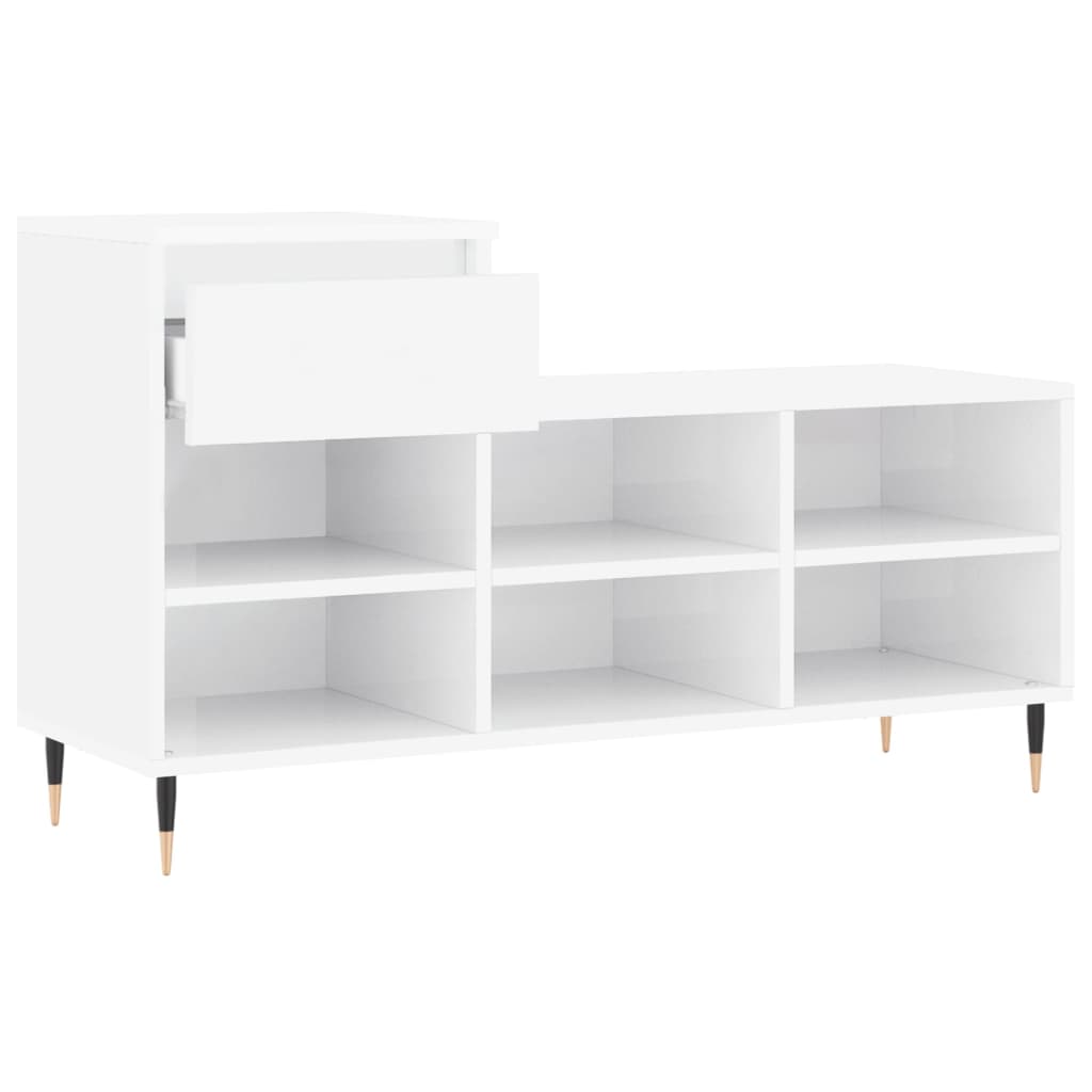 Sapateira 102x36x60 cm derivados de madeira branco brilhante