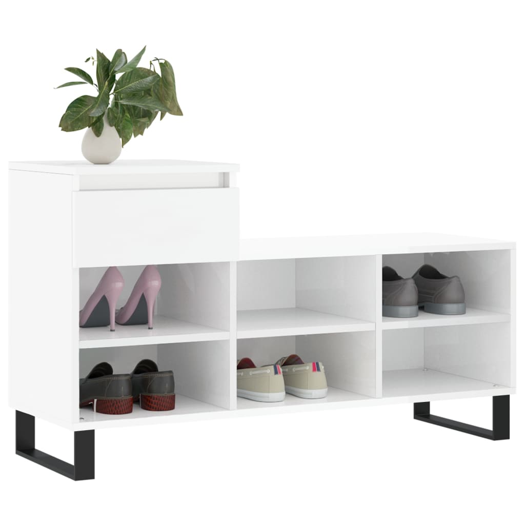 Sapateira 102x36x60 cm derivados de madeira branco brilhante
