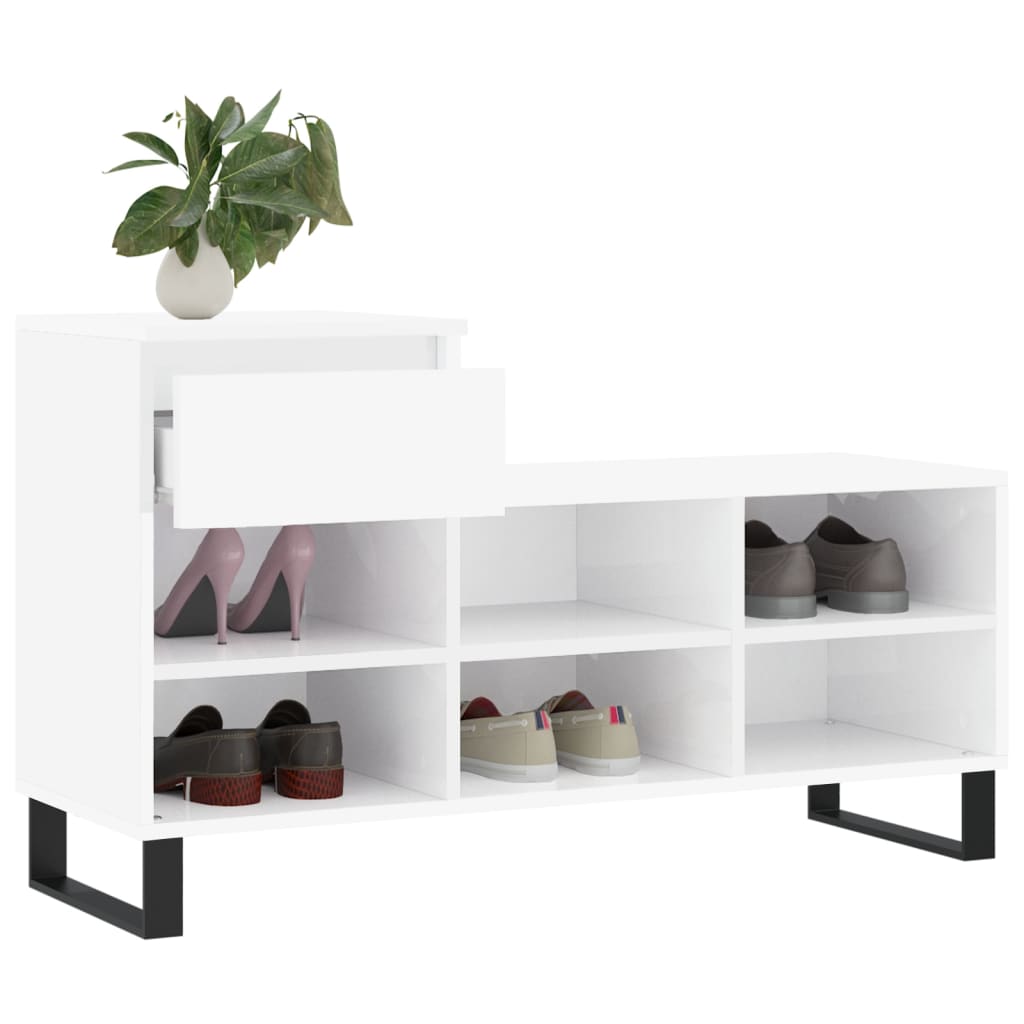 Sapateira 102x36x60 cm derivados de madeira branco brilhante