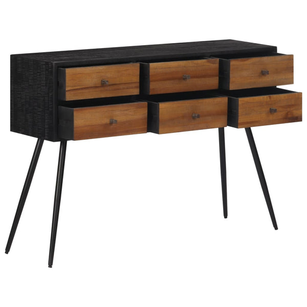 Mesa consola com gavetas 116x30x76 cm teca recuperada maciça
