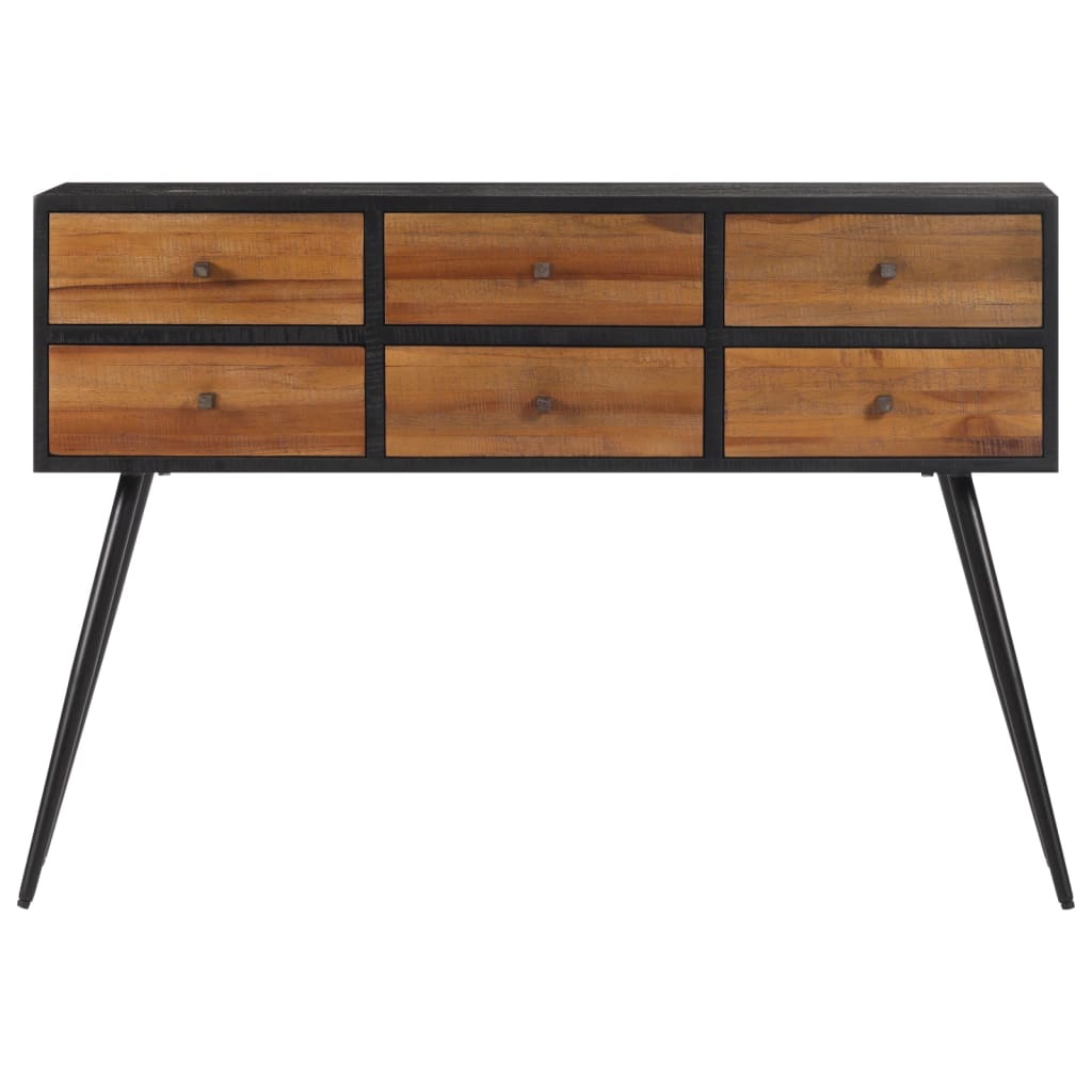 Mesa consola com gavetas 116x30x76 cm teca recuperada maciça