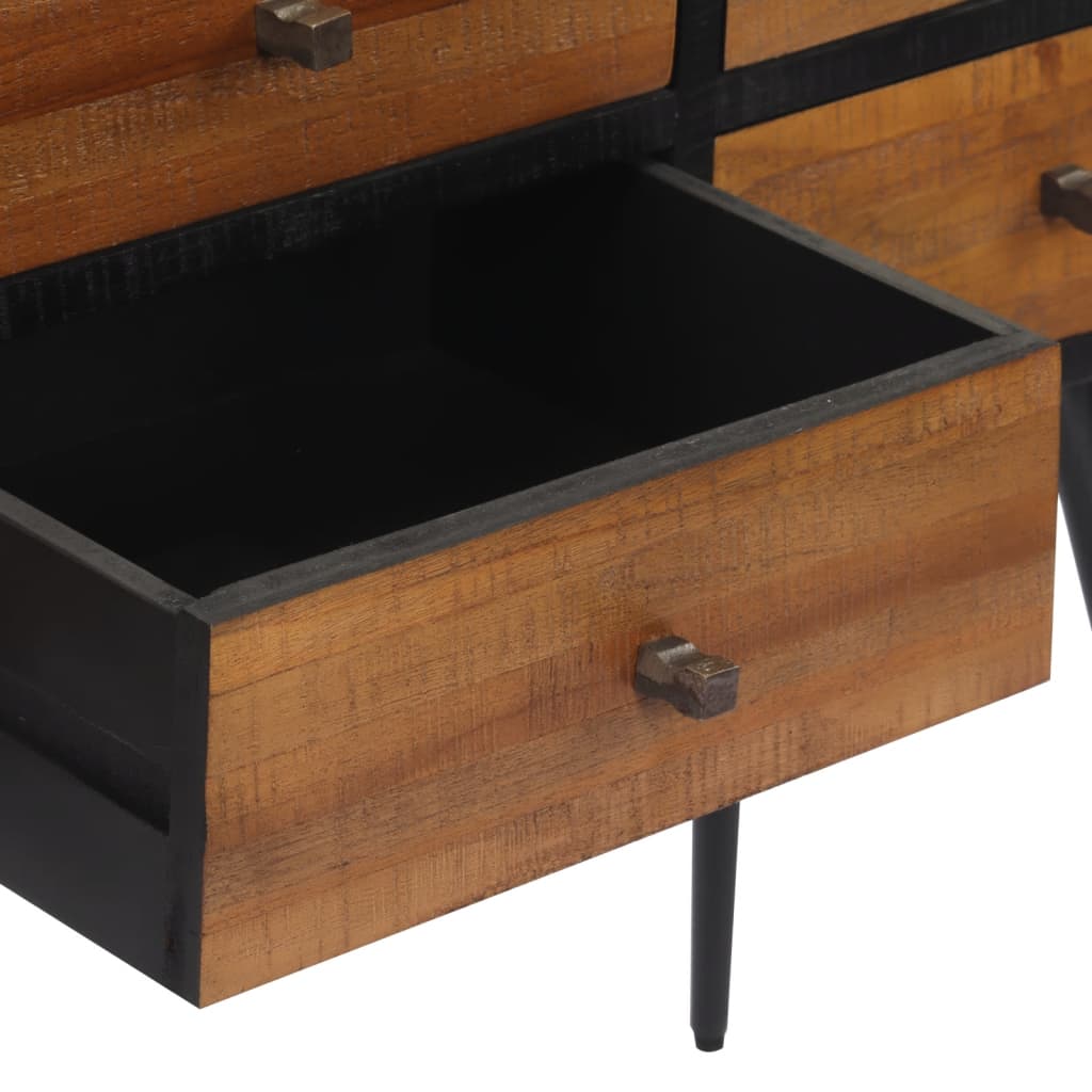 Mesa consola com gavetas 116x30x76 cm teca recuperada maciça