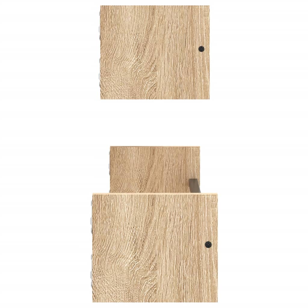 Prateleiras de parede c/ barras 2pcs 60x16x14cm carvalho sonoma