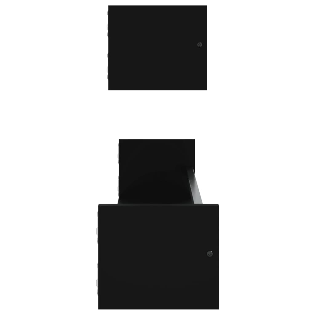 Prateleiras de parede com barras 2 pcs 80x16x14 cm preto