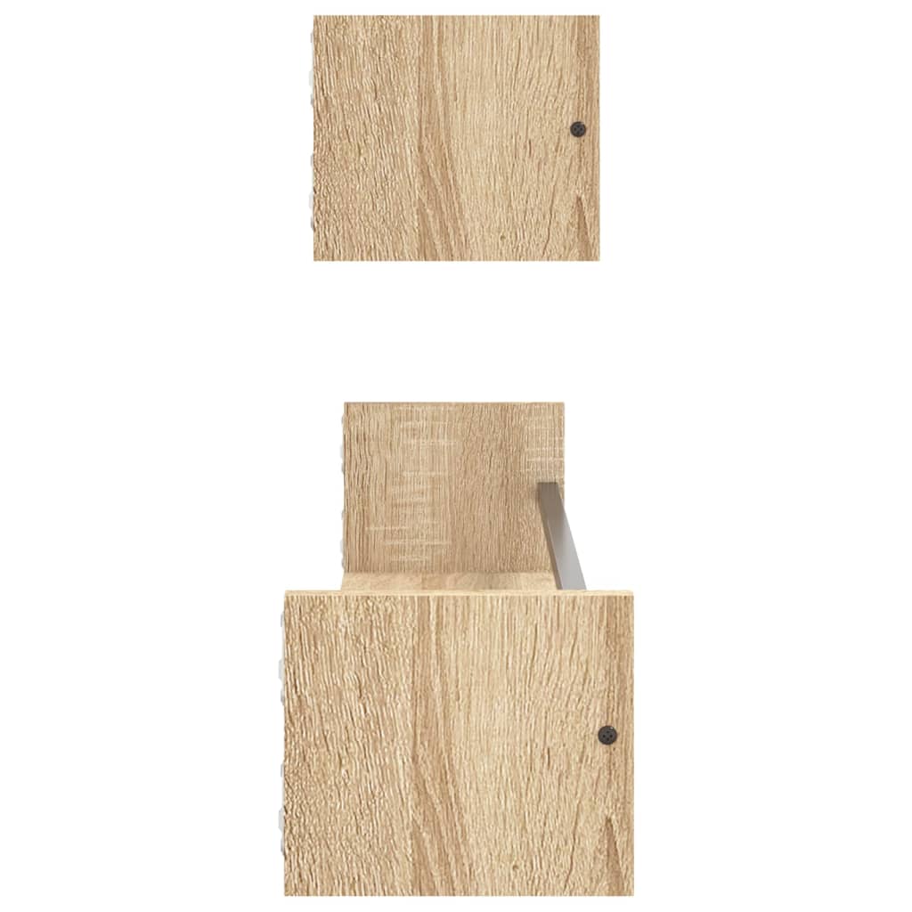 Prateleiras de parede c/ barras 2pcs 80x16x14cm carvalho sonoma