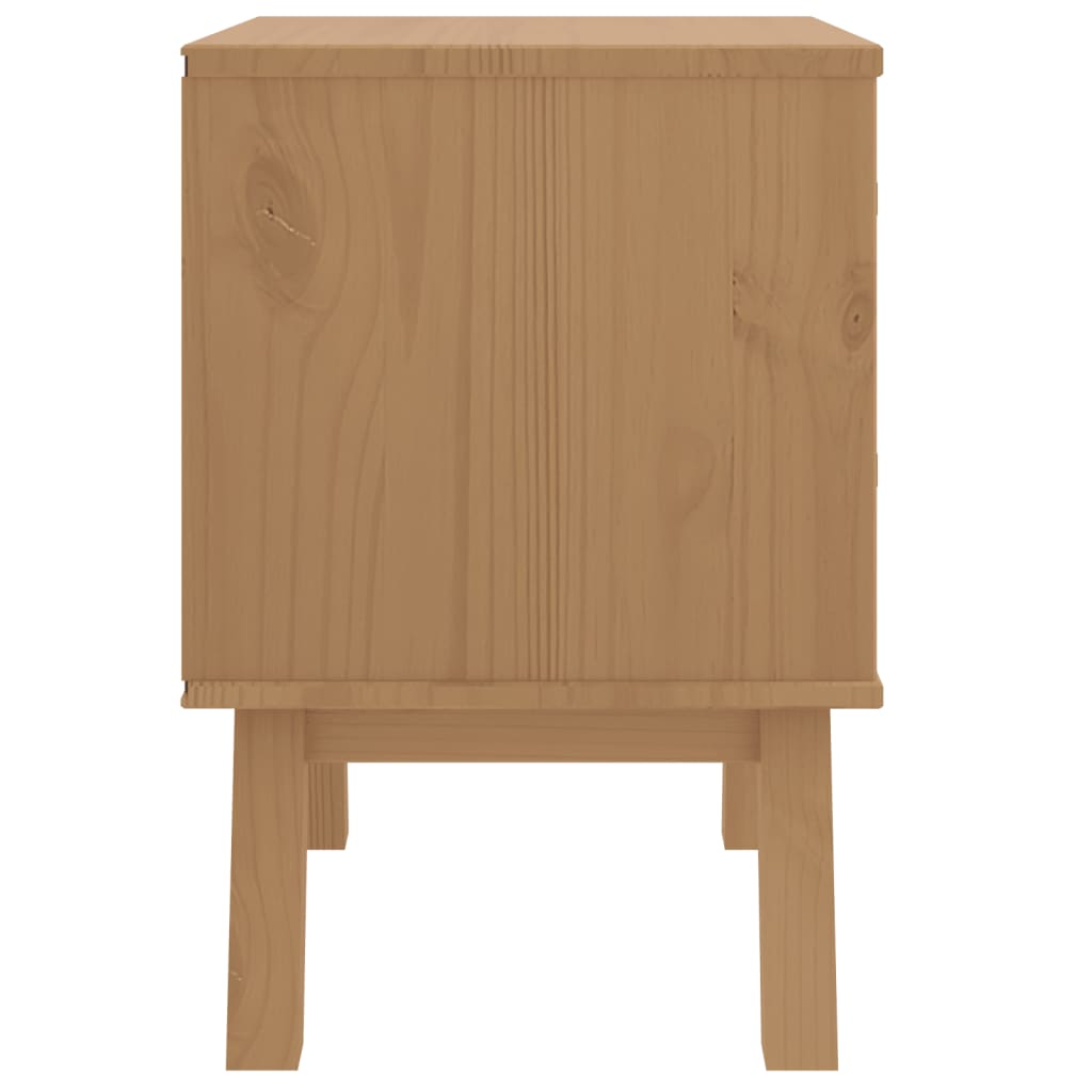 Mesa de cabeceira OLDEN madeira de pinho maciça castanho