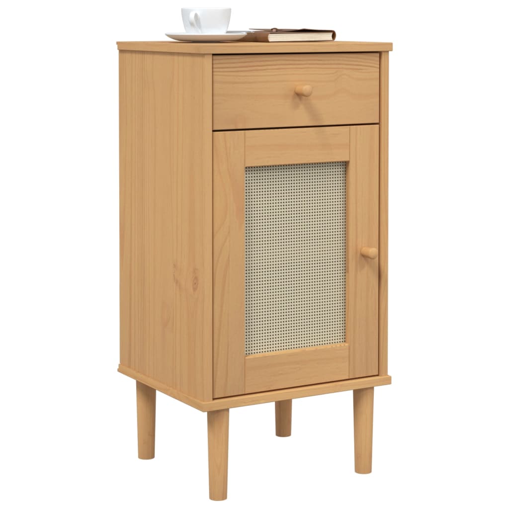 Mesa de cabeceira SENJA 40x35x80 cm pinho maciço castanho