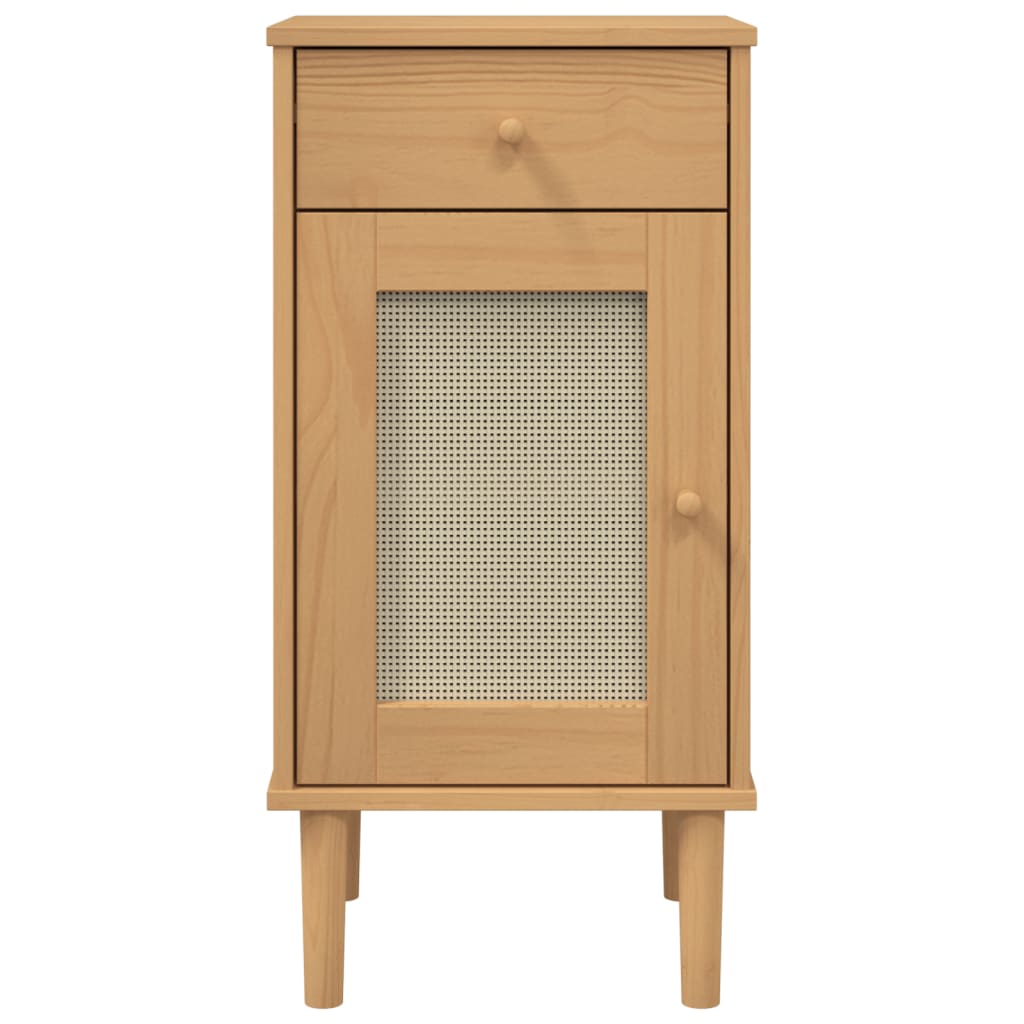Mesa de cabeceira SENJA 40x35x80 cm pinho maciço castanho
