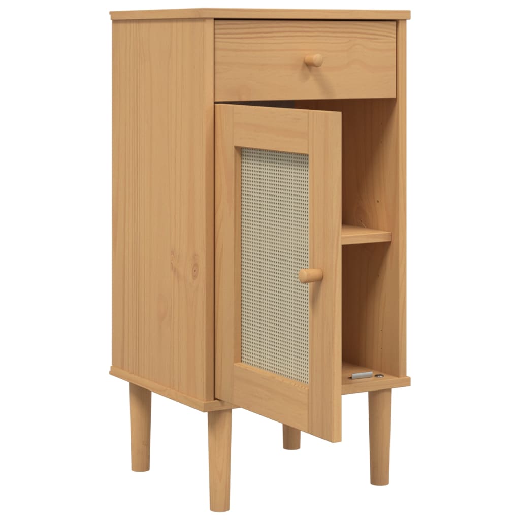 Mesa de cabeceira SENJA 40x35x80 cm pinho maciço castanho