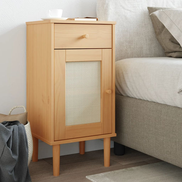Mesa de cabeceira SENJA 40x35x80 cm pinho maciço castanho